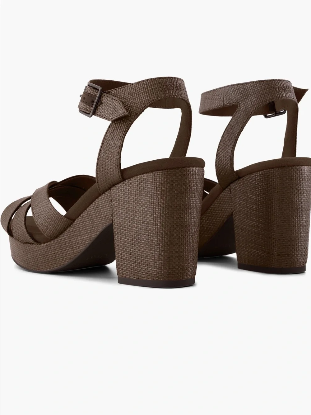 TOMS Majorca Ankle Strap Platform Sandal hot chocolate raffia size 6.5 NWT