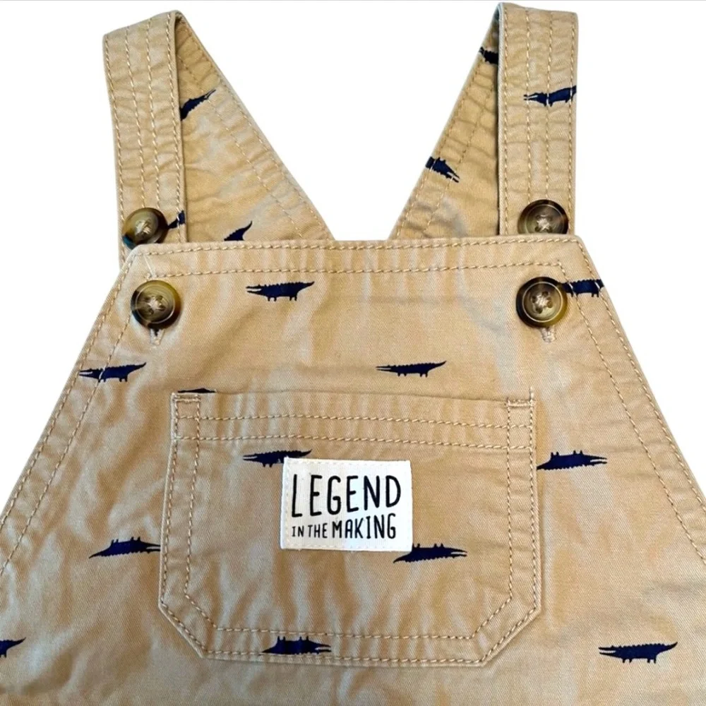 Carters 18M Overall Bibs Alligator Crocodile Coastal Fish Nautical Preppy Print