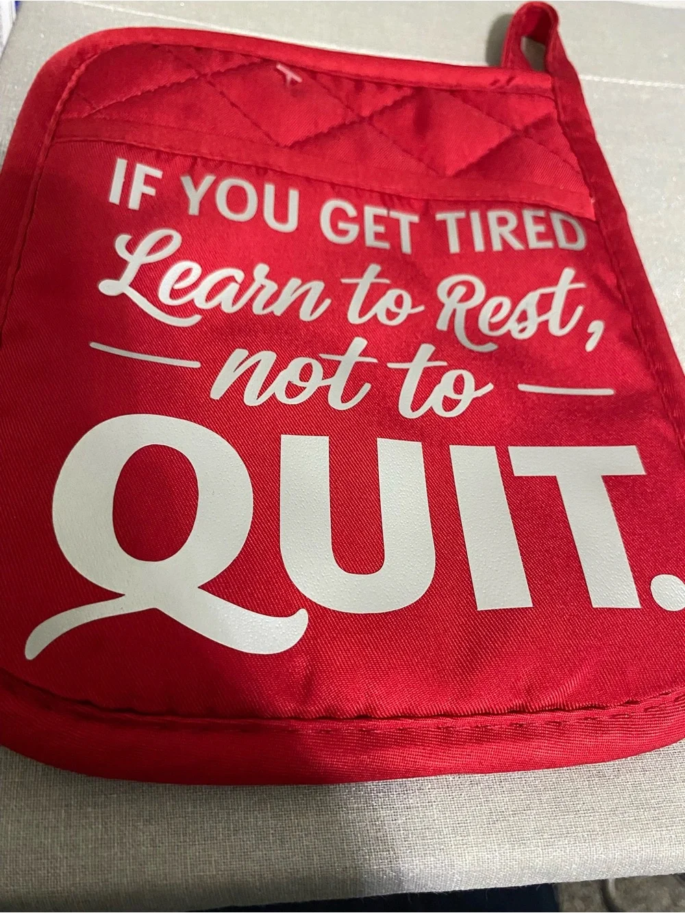 Red Motivational Oven Mitt / Pot Holder - 
