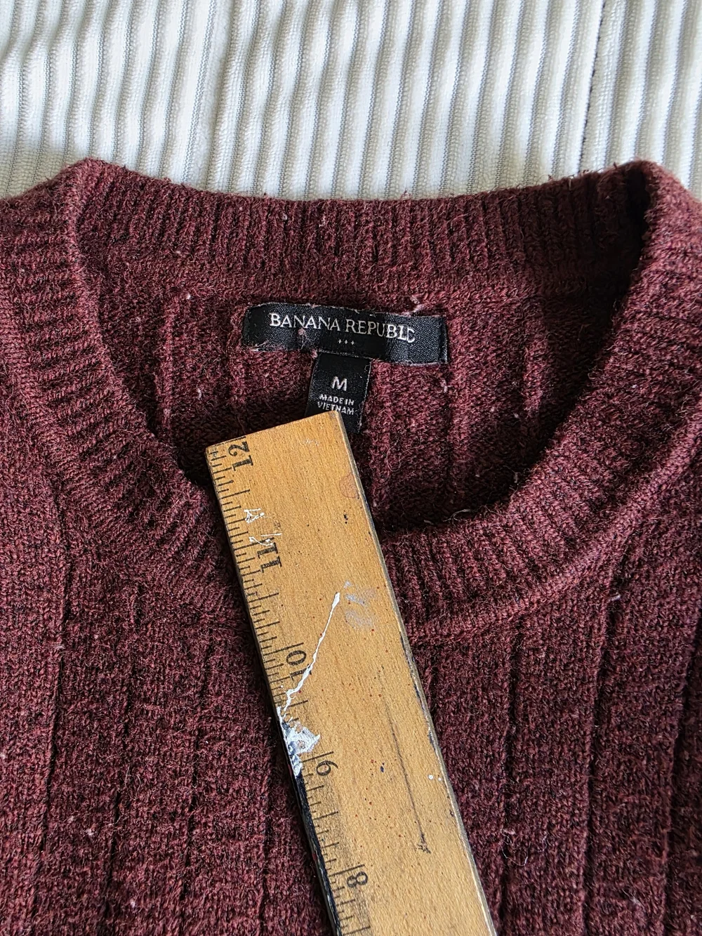 Banana Republic Men's Ribbed Cable Crewneck Jumper Sweater - Burgundy