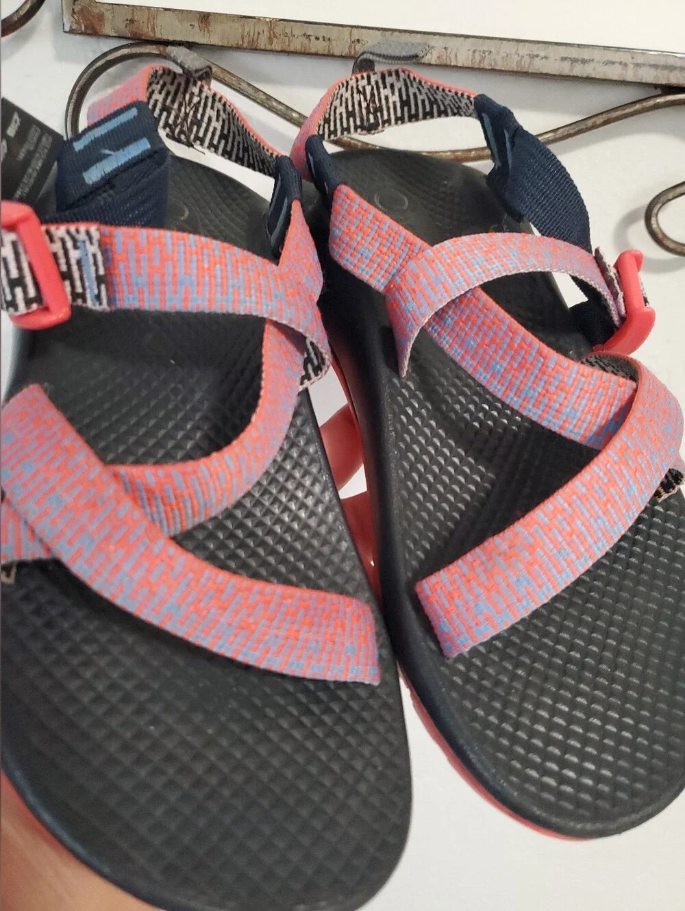 Chaco Kids Coral Pink & Blue Strap Sandals