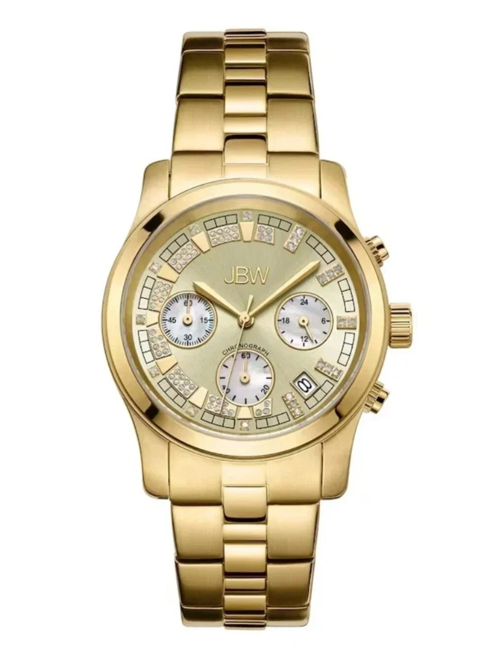 JBW Alessandra JB-6217-E Gold Tone Diamond Chronograph Womens Watch 38mm