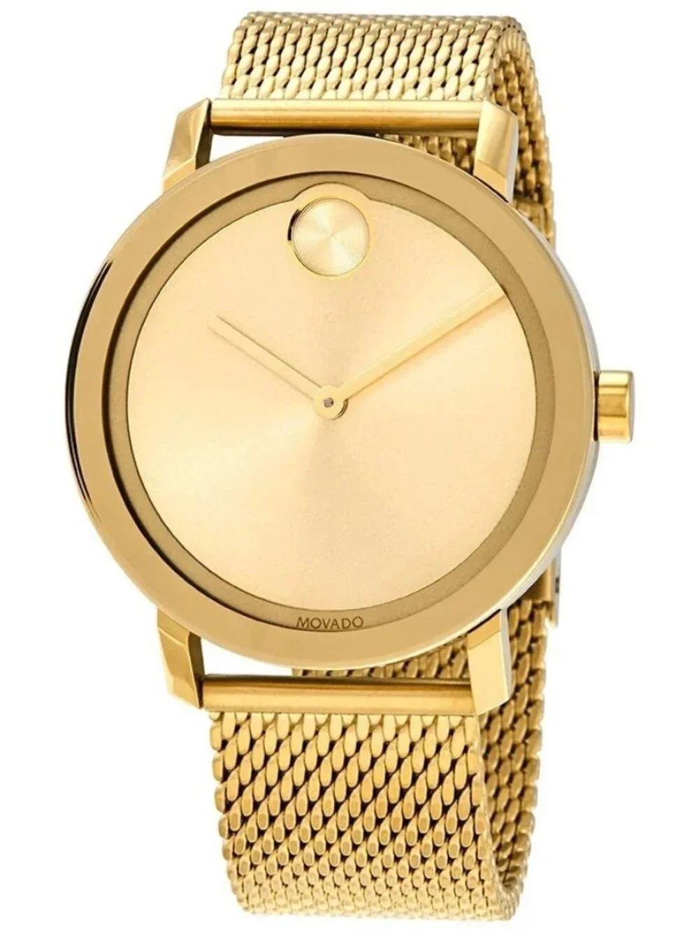 Movado Bold Mens Gold Tone Mesh Bracelet Brown Dial Watch
