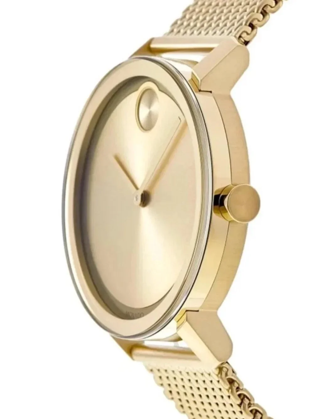 Movado Bold Mens Gold Tone Mesh Bracelet Brown Dial Watch