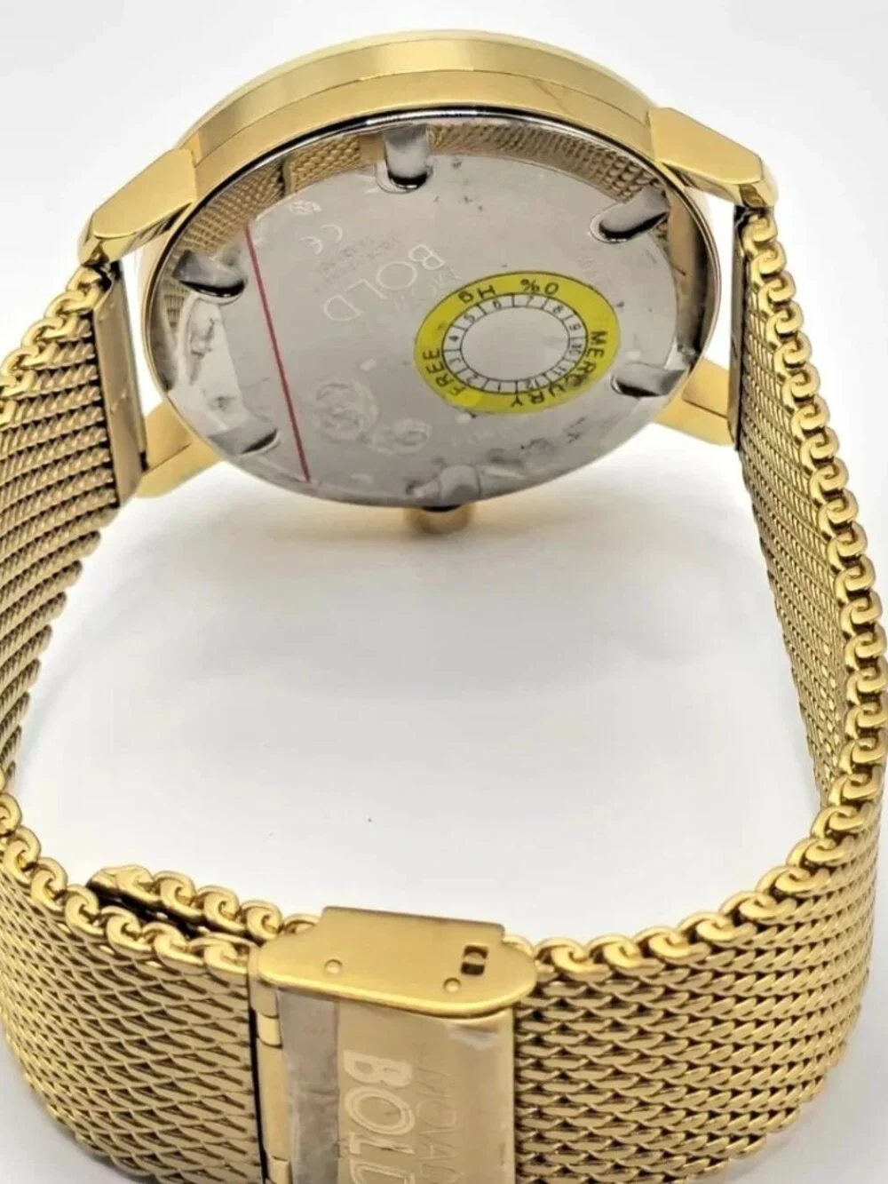 Movado Bold Mens Gold Tone Mesh Bracelet Brown Dial Watch