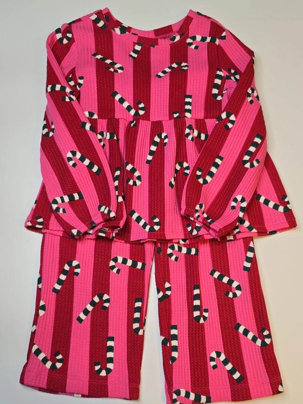 Old Navy Pink & Red Candy Cane Waffle Knit Set