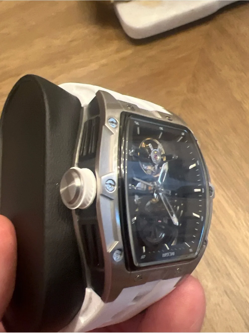 White Men's Skeleton Sport Watch