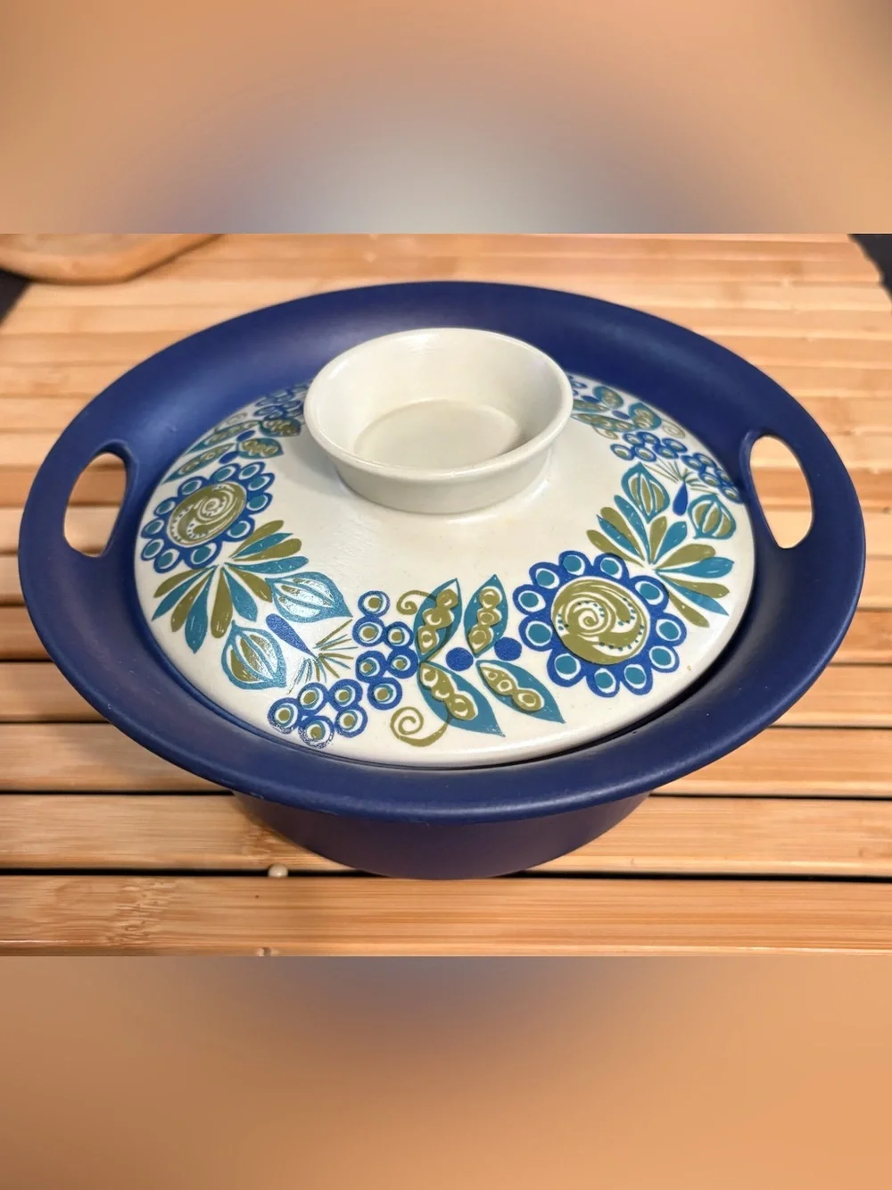 Figgjo Blue Floral Ceramic Covered Casserole Made in Norway