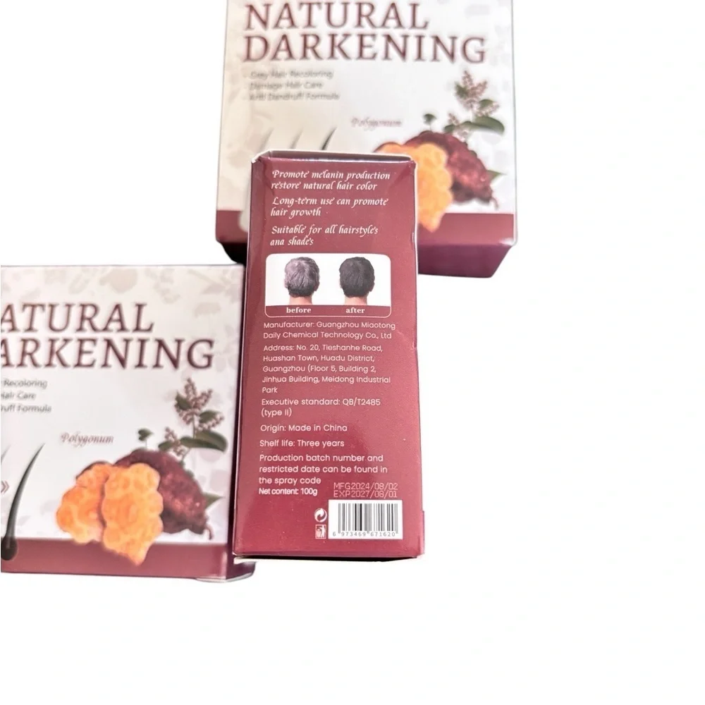 3X Hair Darkening Bar Shampoo  Natural Polygonum Essence Covers Grays Naturally