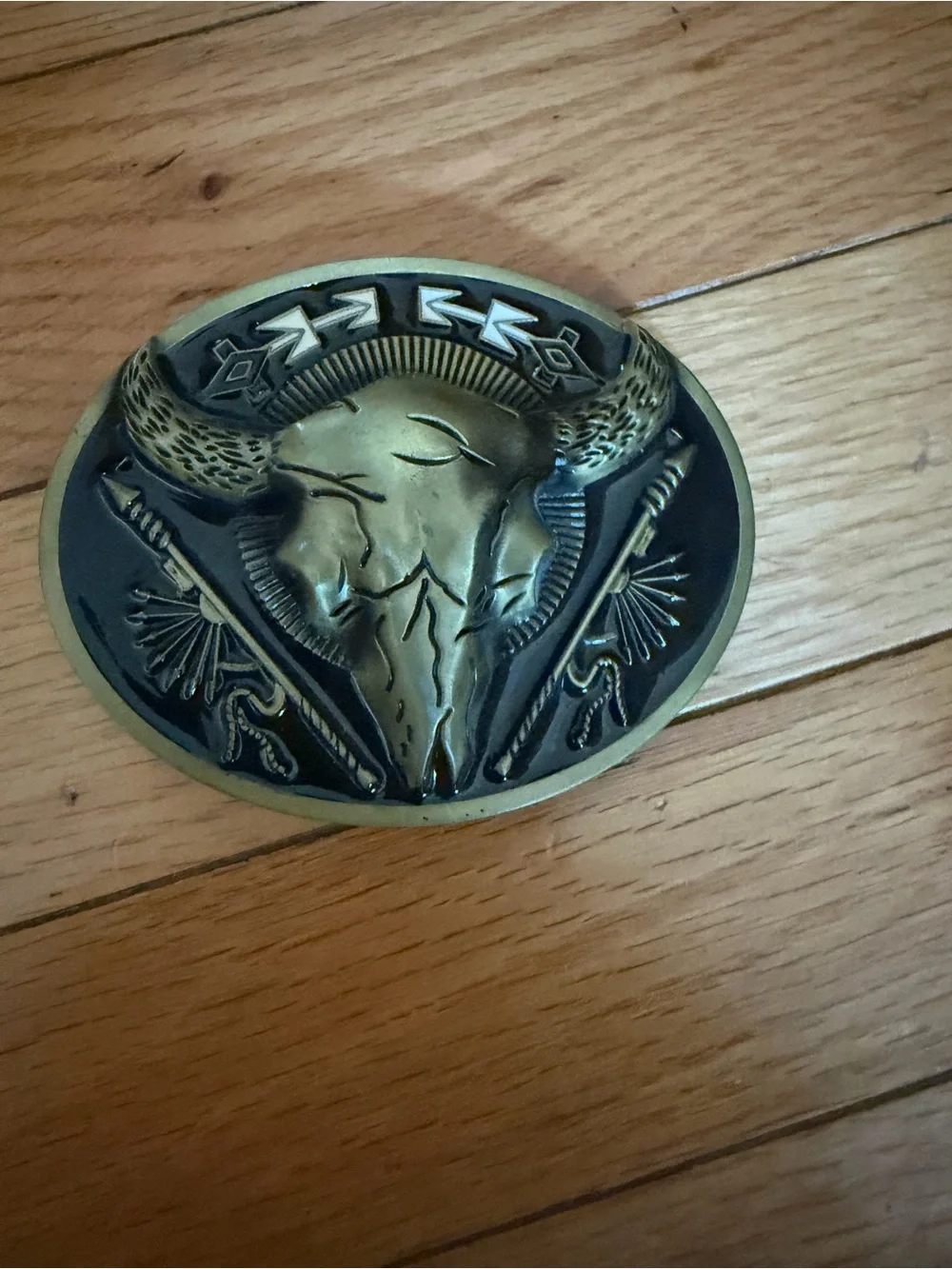 Antique Brass Western Buffalo Skull Decorative Belt Buckle