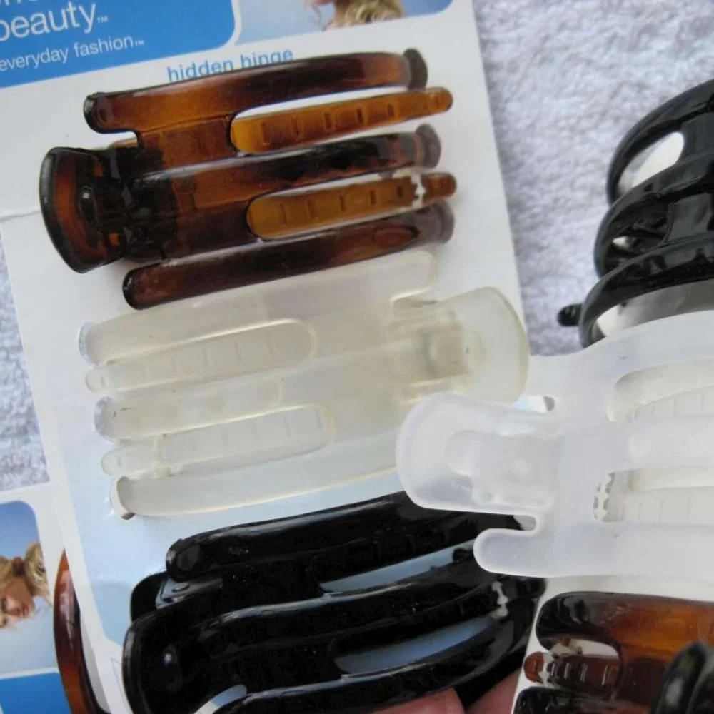 3 Scunci Thick Hair Hidden Hinge Secure Hold Jaw Claw Clips Glossy Frosted Matte