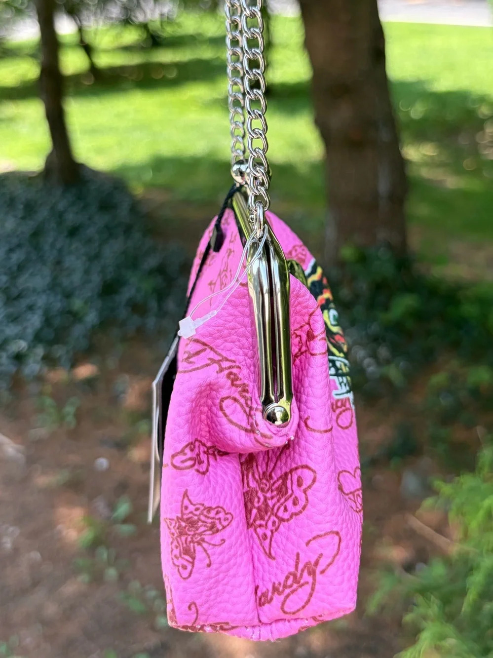 Ed Hardy Pink Tiger Kiss Lock Mini Chain Shoulder Bag NWT Y2K