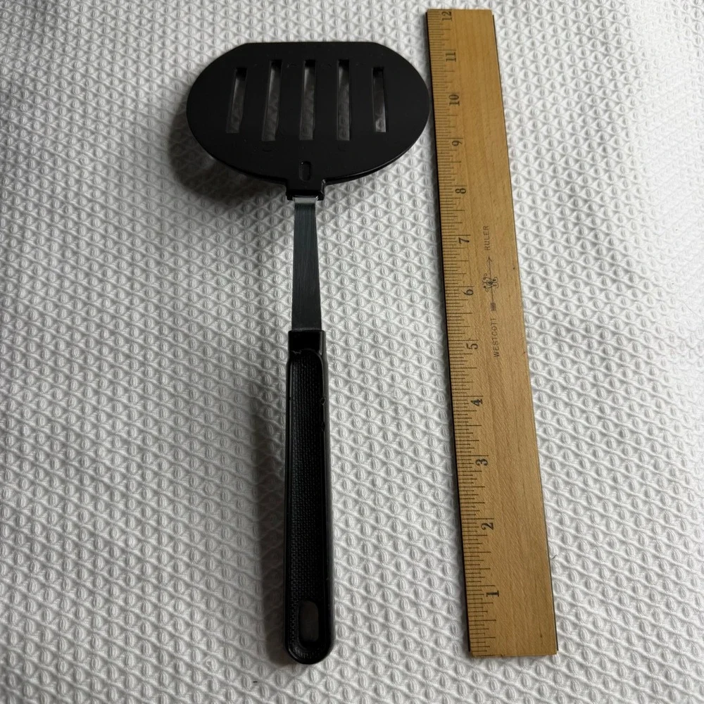 Ekco USA Vintage Wide Slotted Spatula Black Nylon Stainless Steel Turner Flipper