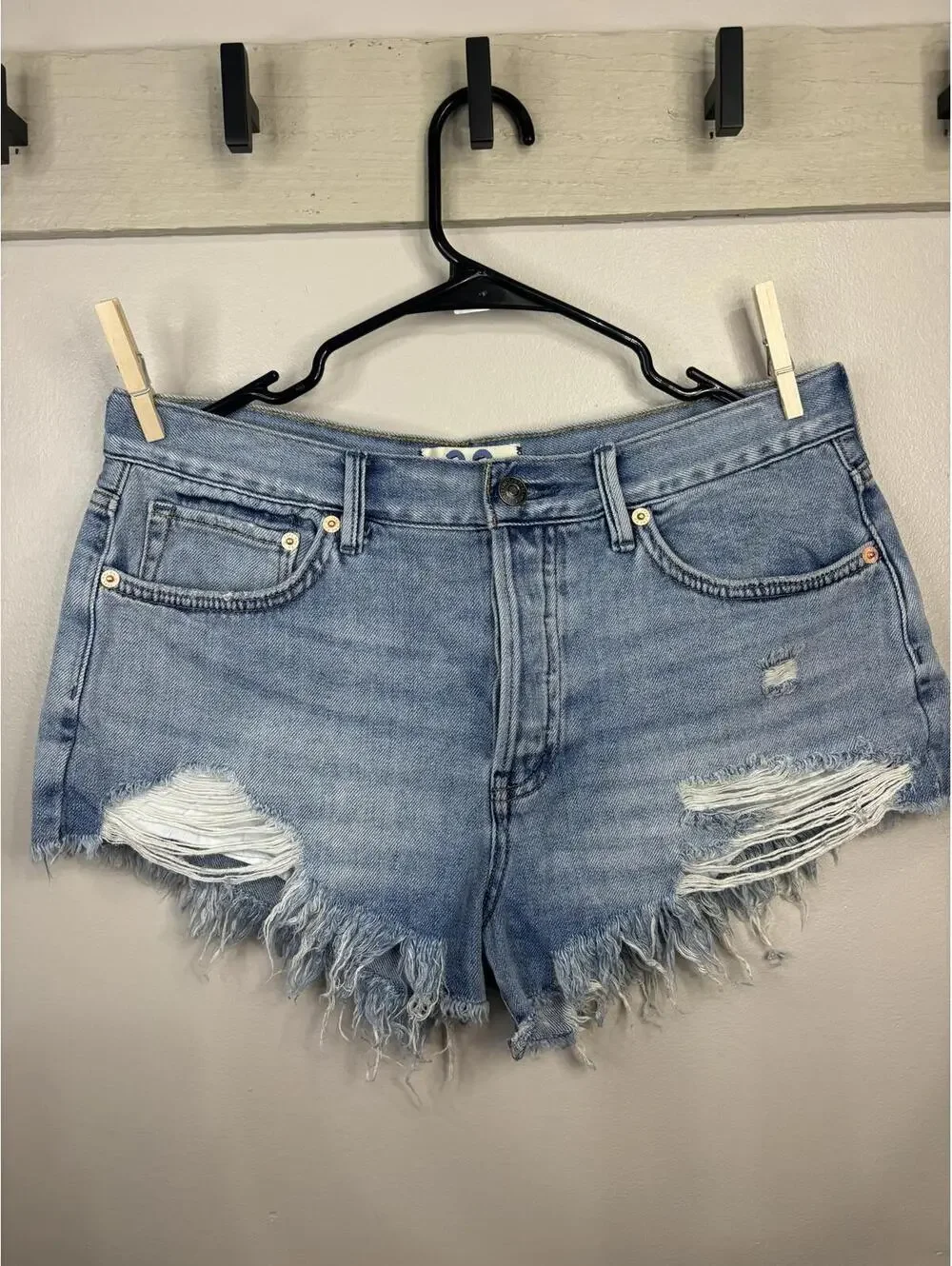 NWOT We The Free Distressed High-Waisted Denim Shorts Size 28