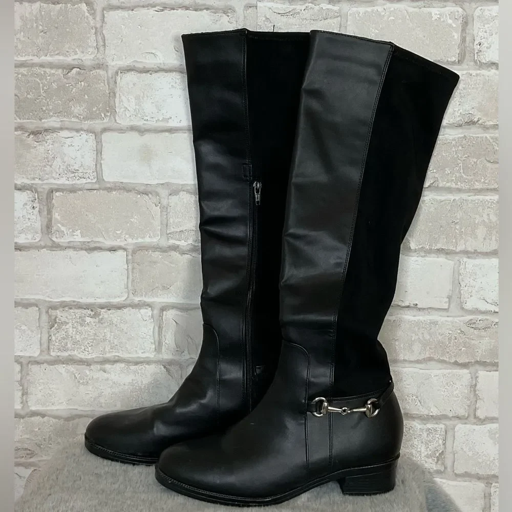 Black Knee High Riding Boots Size 5.5