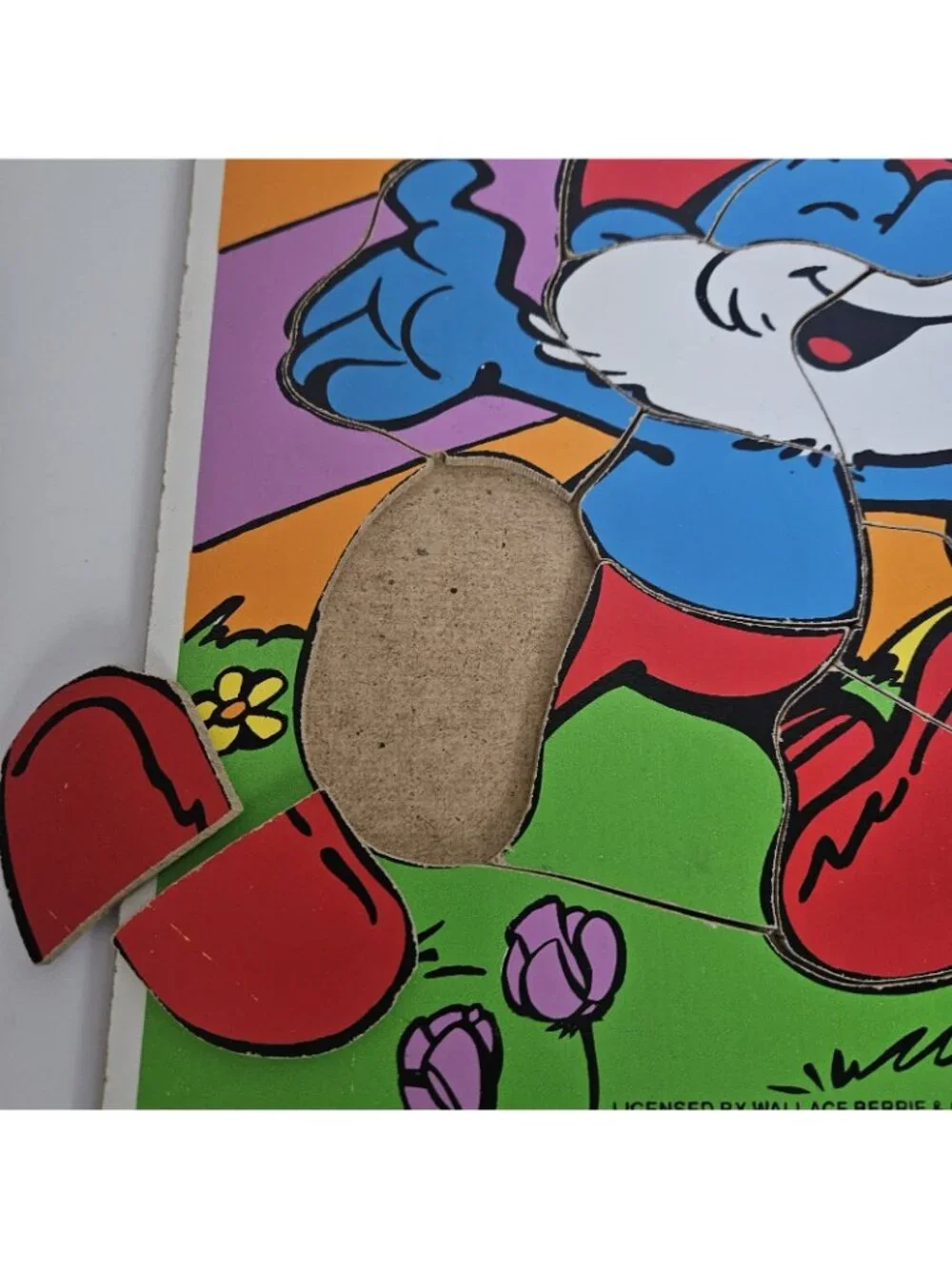 Vintage 1980s Smurfs Playskool Wooden Puzzles Papa Smurfette Lot 2