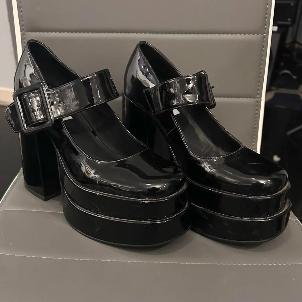 Black Platform Mary Jane Shoes