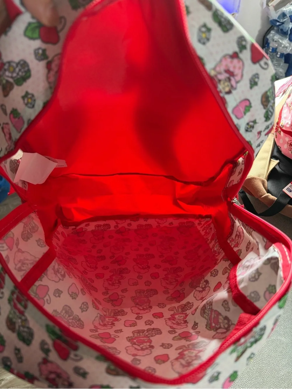 Strawberry Shortcake Print Backpack - Pink & Red 16in H 12in W