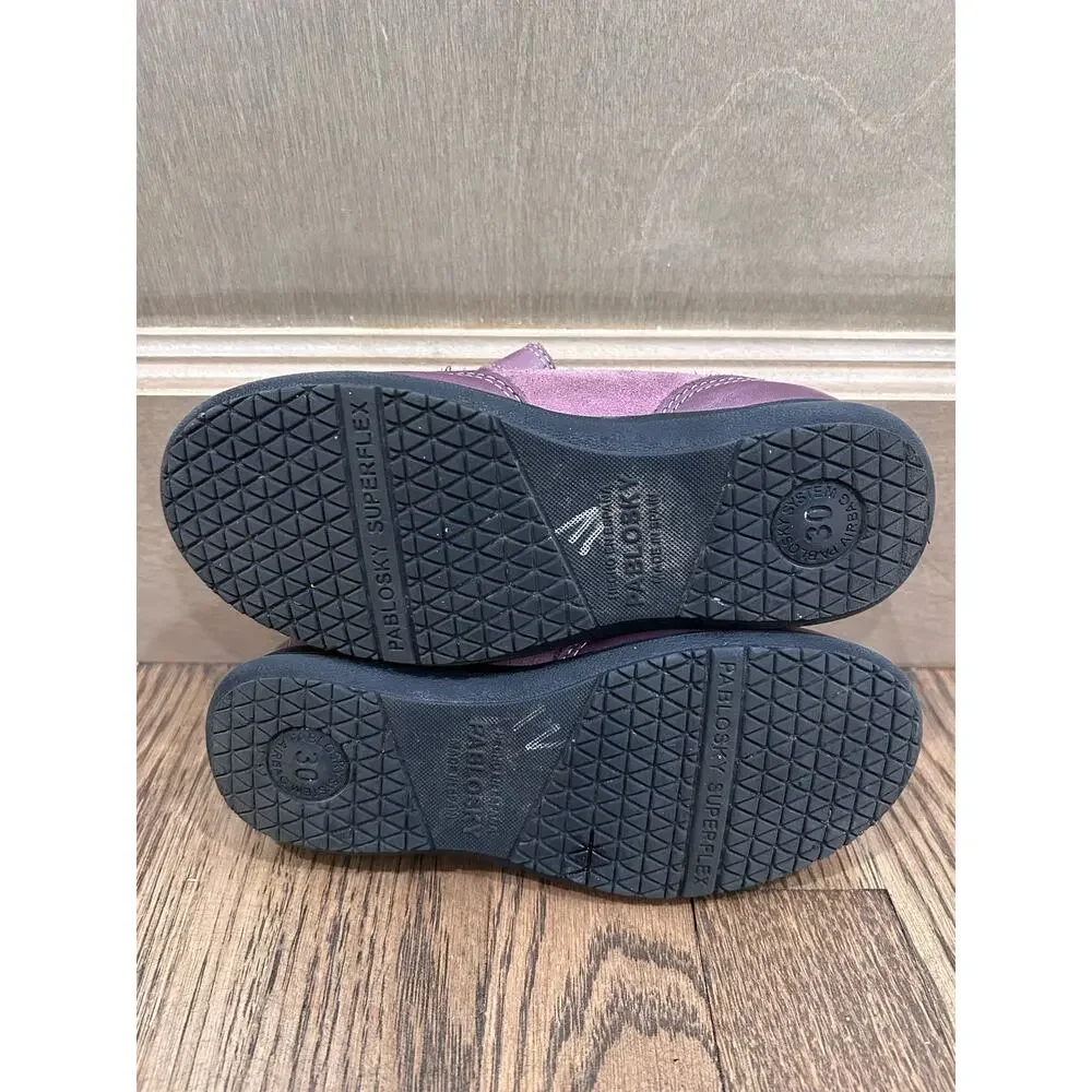 Pablosky Opera Blackberry Purple Suede Mary Jane Flats EU 30 US 12 Preppy Euro