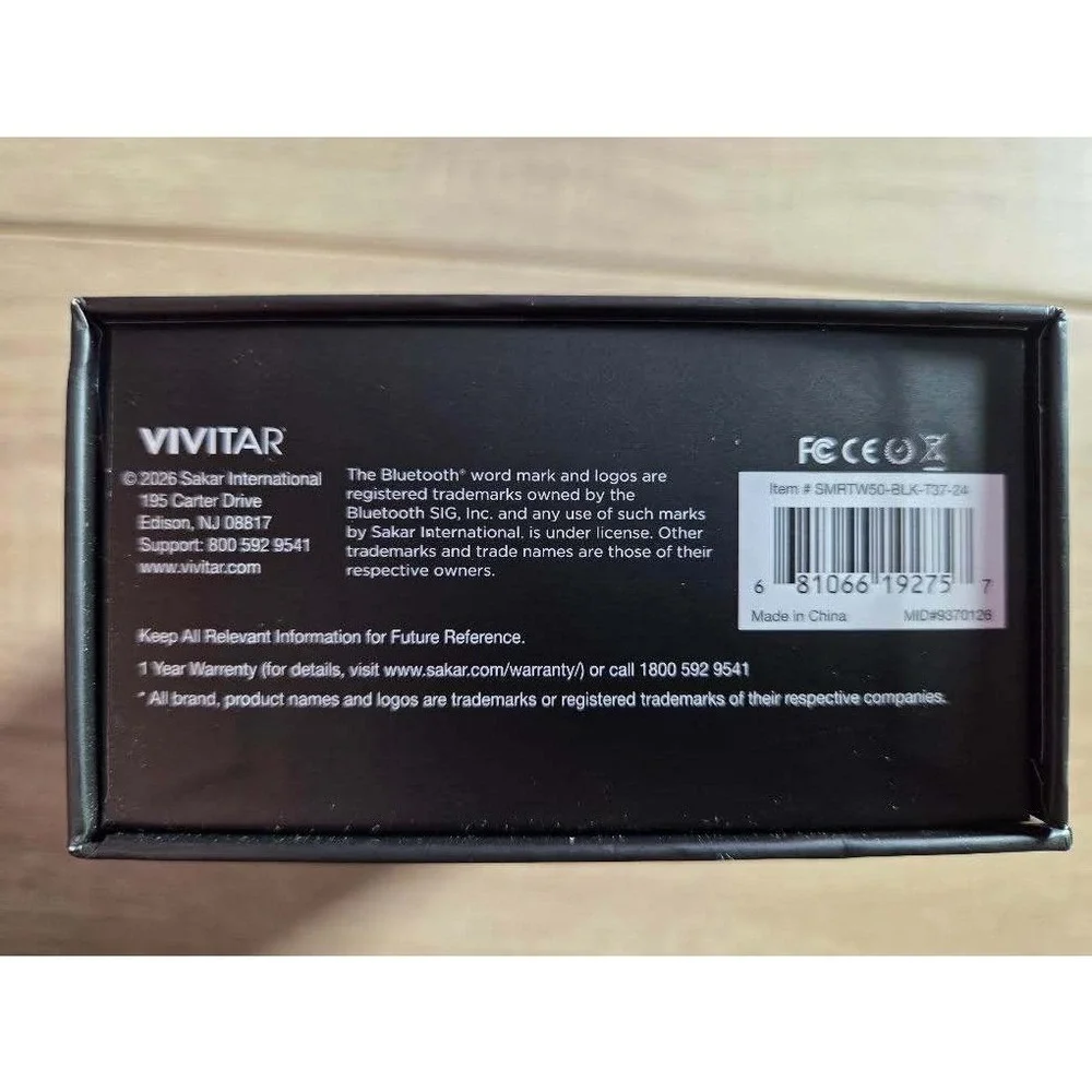 Vivitar Smart Watch Bluetooth Calling Heart Rate IP68 Waterproof Black Display