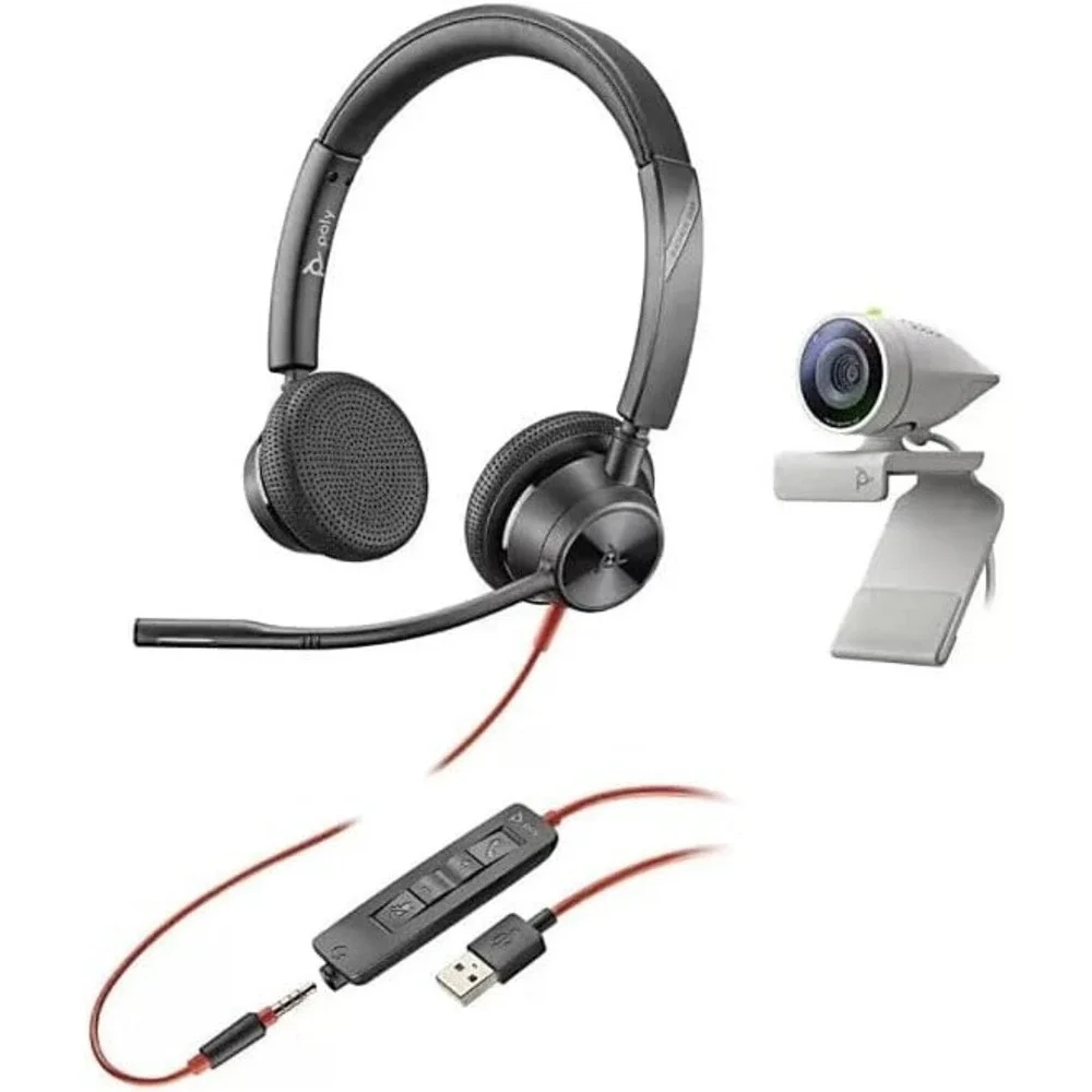 Poly Studio P5 1080p Webcam Blackwire 3325 USB-A Stereo Headset Kit