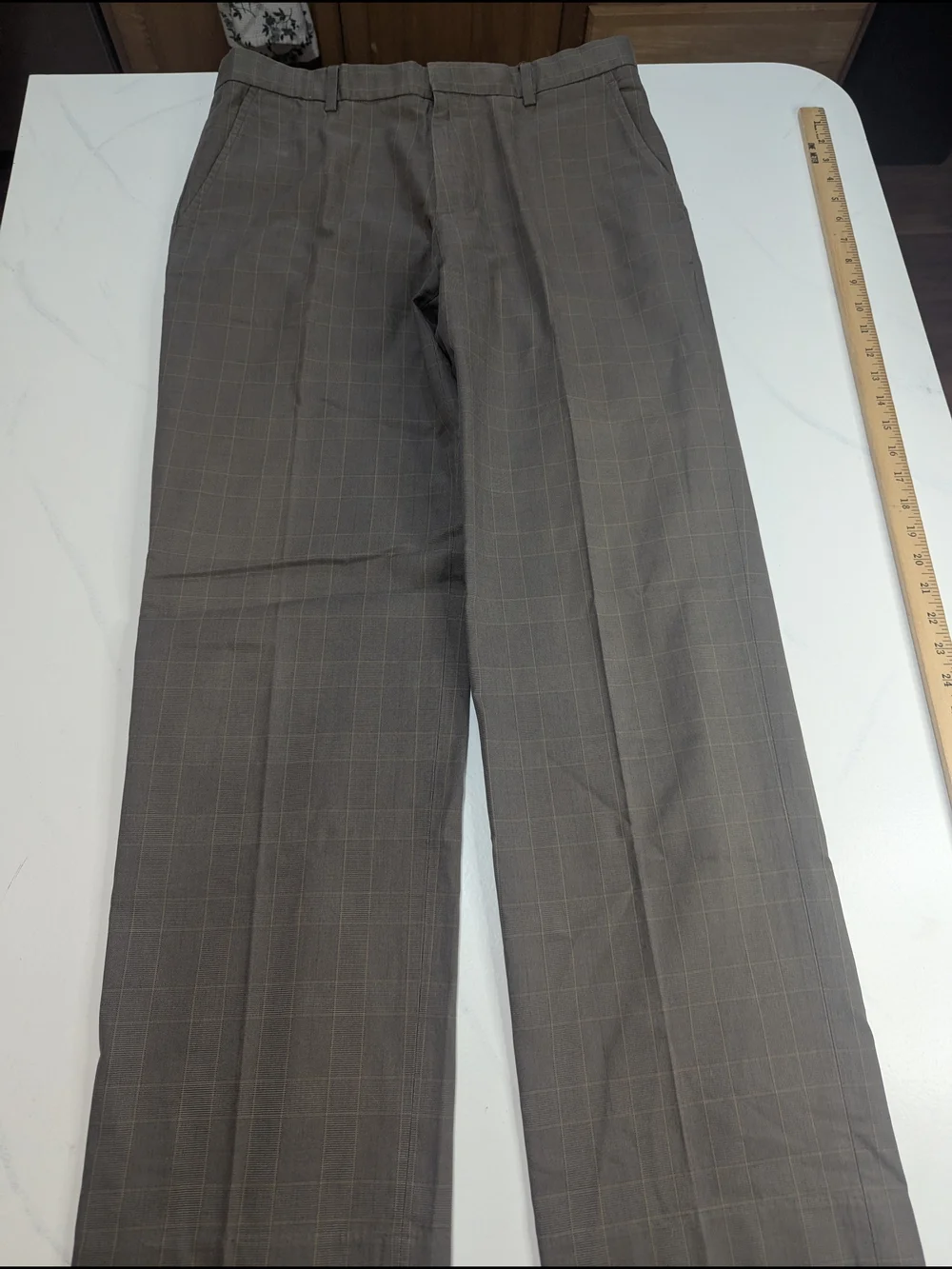 Banana Republic Modern Fit Dress Pants Mens 33x32 Brown Glen Plaid Trousers EUC