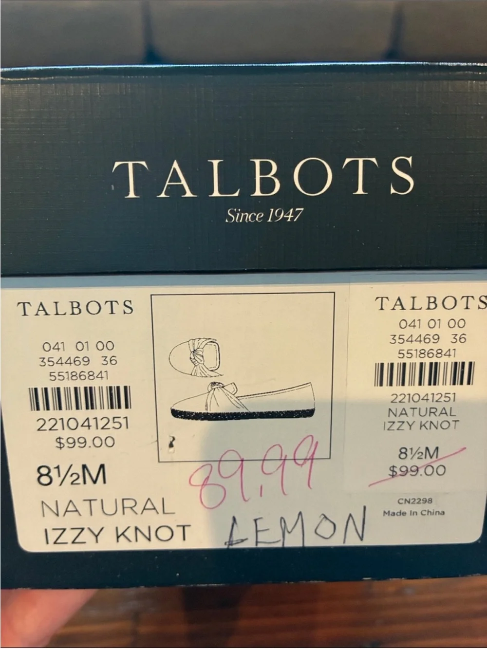 Talbots cream canvas