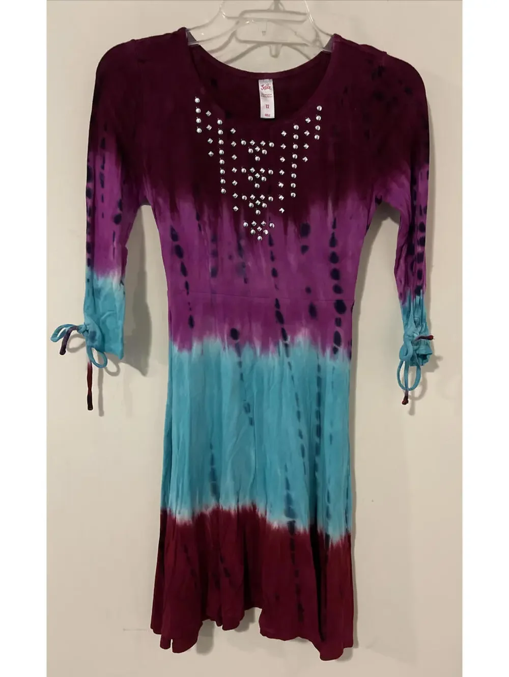 Justice Girls Size 12 Colorful Tie-Dye Flowy Dress! A4477
