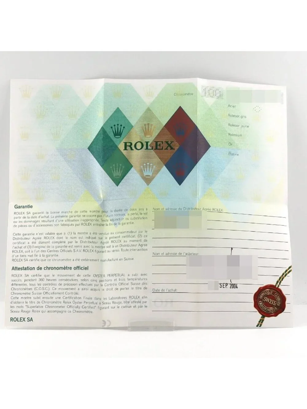 Rolex item code