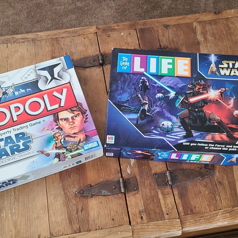 Star Wars Monopoly and Life Board Games all pieces present