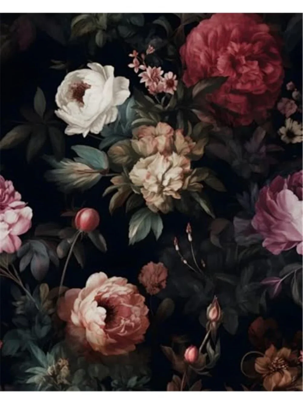 Dark Floral Peel Stick Wallpaper Vintage Removable Vinyl Contact Paper Decor