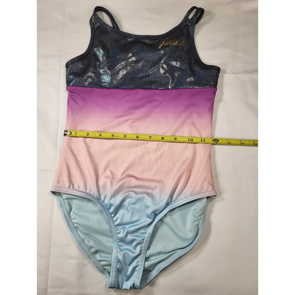 Justice Girls Ombre Macrame Back Dance/Gymnastics Leotard Purple Sz XL 16-18