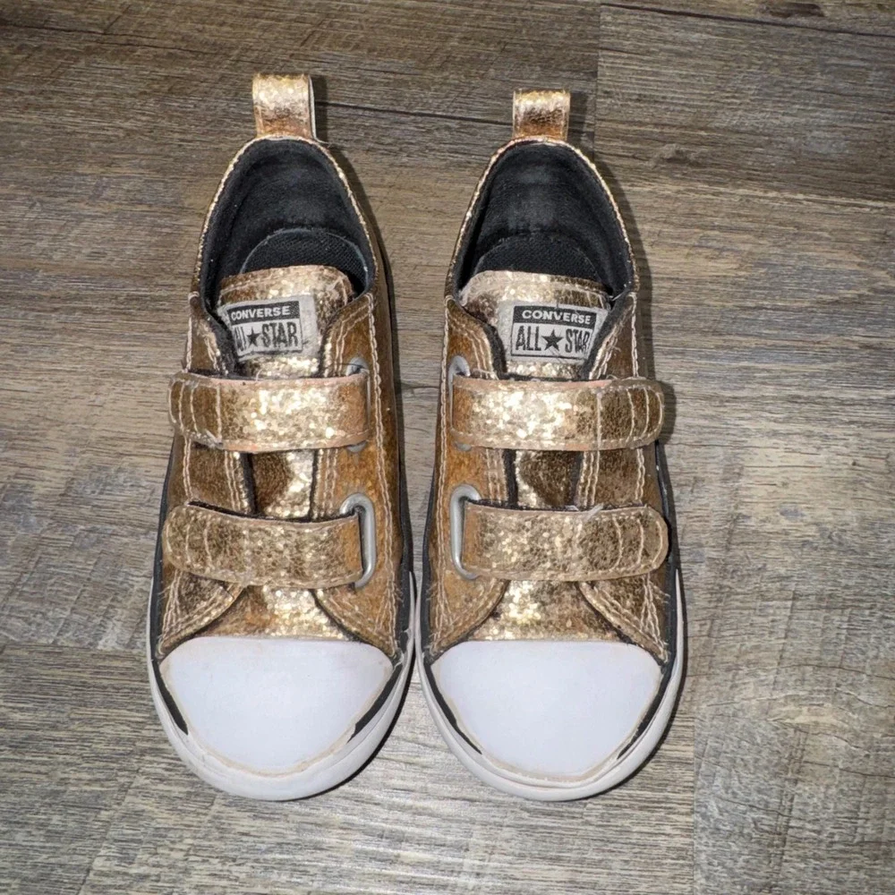Converse Chuck Taylor All Star Gold Glitter Infant Shoes A08211C Size 9 Toddler