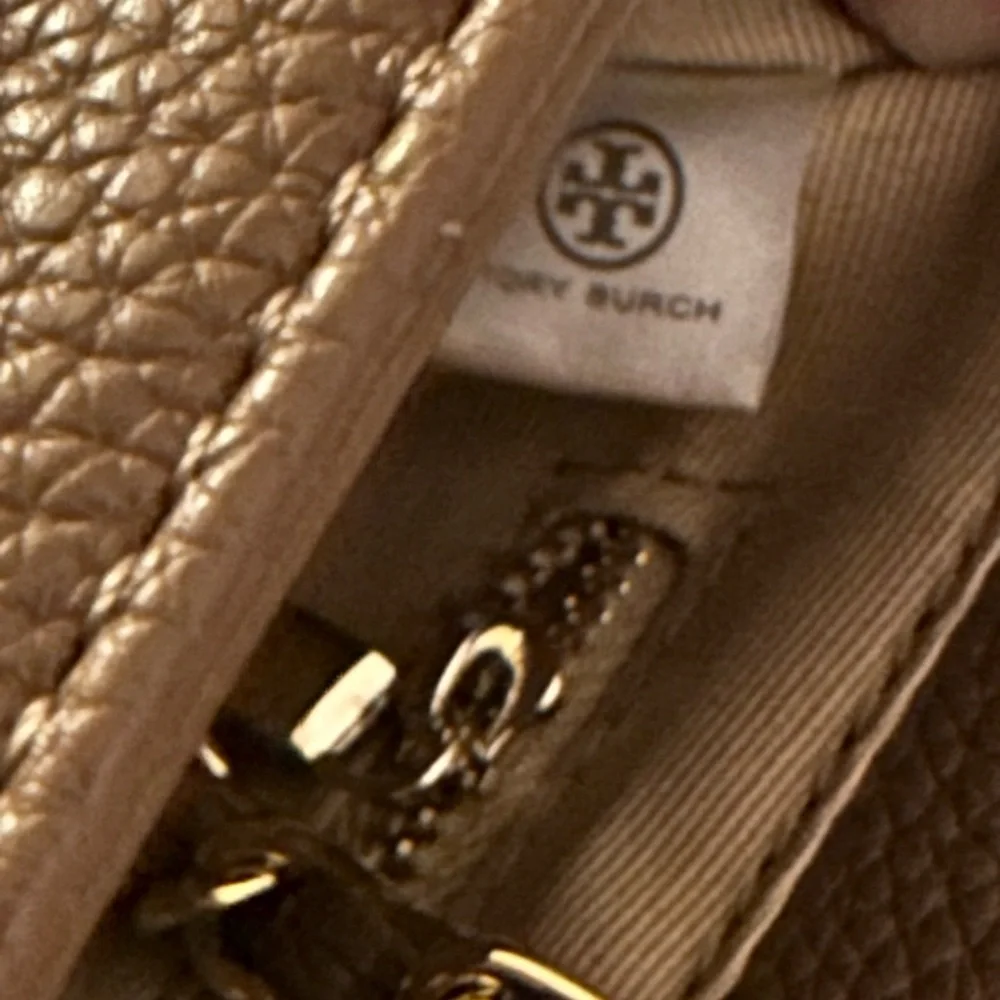 Tory Burch Leather Marion Whipstitch Crossbody Bag with Leather/Gold Chain Strap