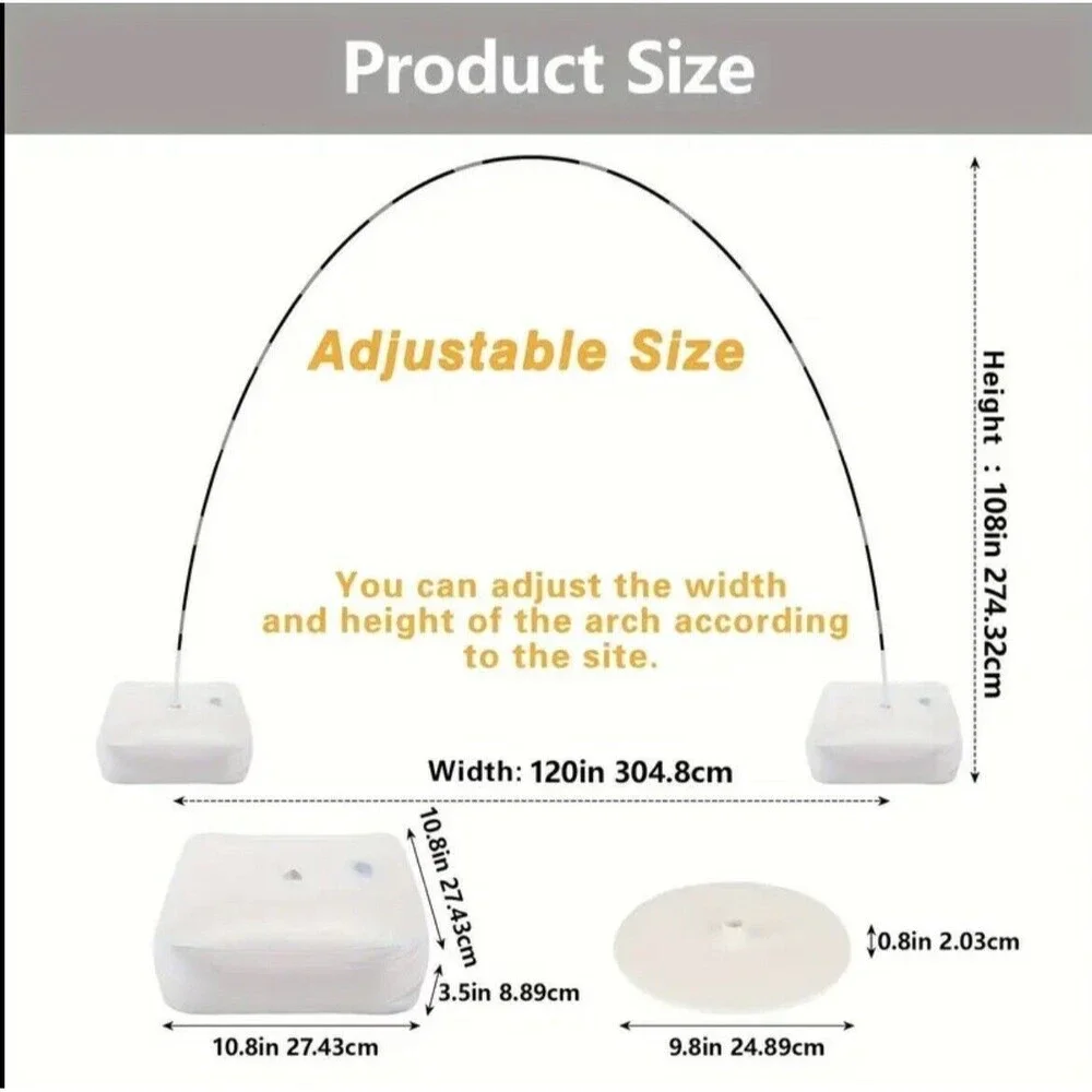 Balloon Arch Kit Adjustable Plastic Column Stand 10ft x 9ft Reusable DIY Decor