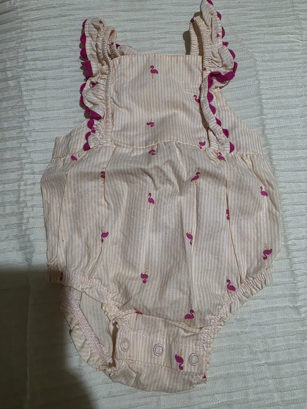 Carter's Pink Striped Baby Romper with Flamingo Print Size 3 Months