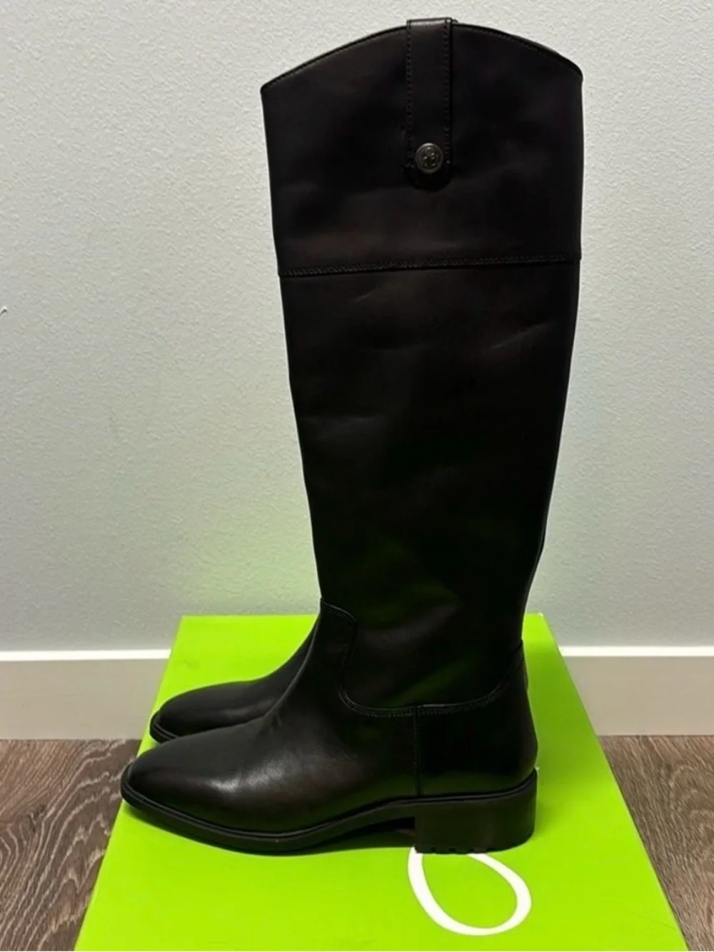 New Sam Edelman Drina Black Over-the-Knee Leather Riding Boots Women’s Size 7.5