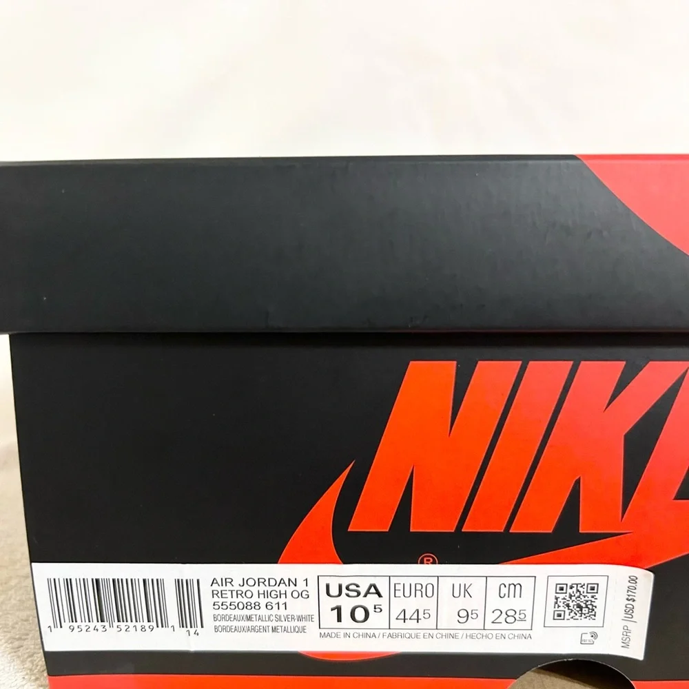 Jordan 1 Retro High OG Bordeaux size 10.5 555088-611 2021 BRAND NEW w/ OG BOX