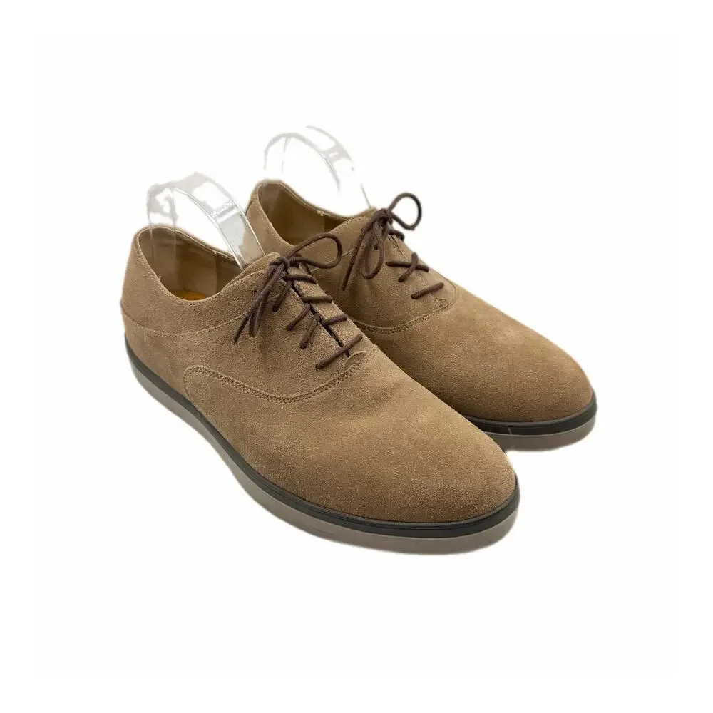 FitFlop Lewis Men’s 9 Beige Tan Suede Leather Lace Up Comfort Casual Oxford Shoe