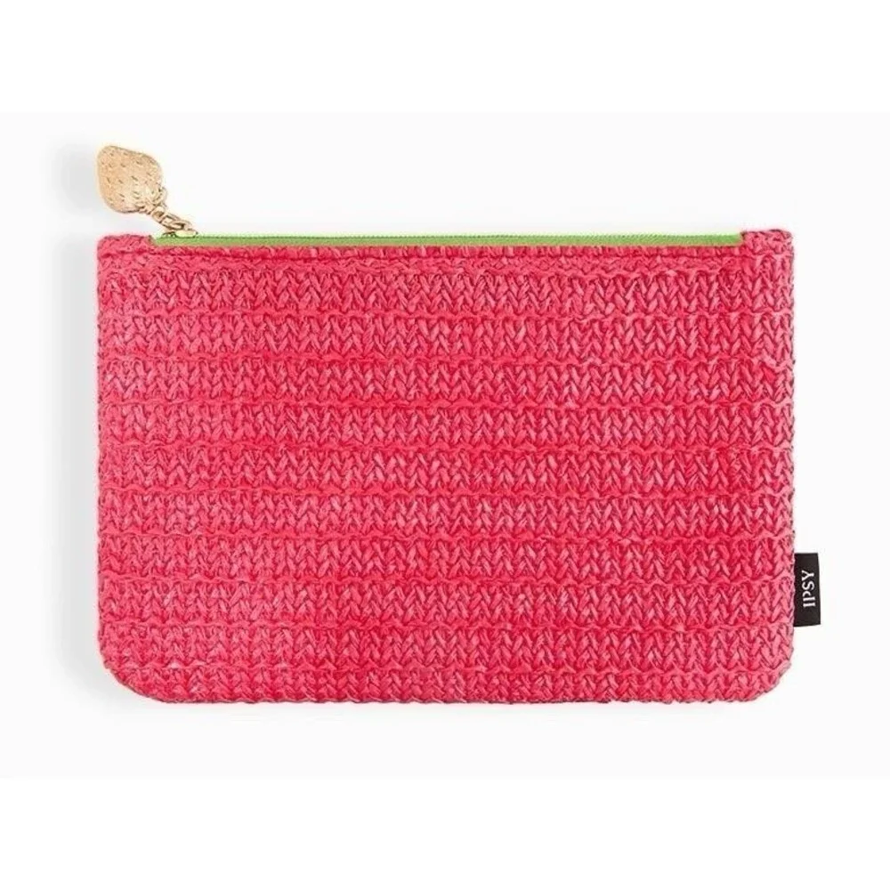 Straw Zip Makeup Bag Travel Pouch Wallet Pencil Case Clutch Organizer Strawberry
