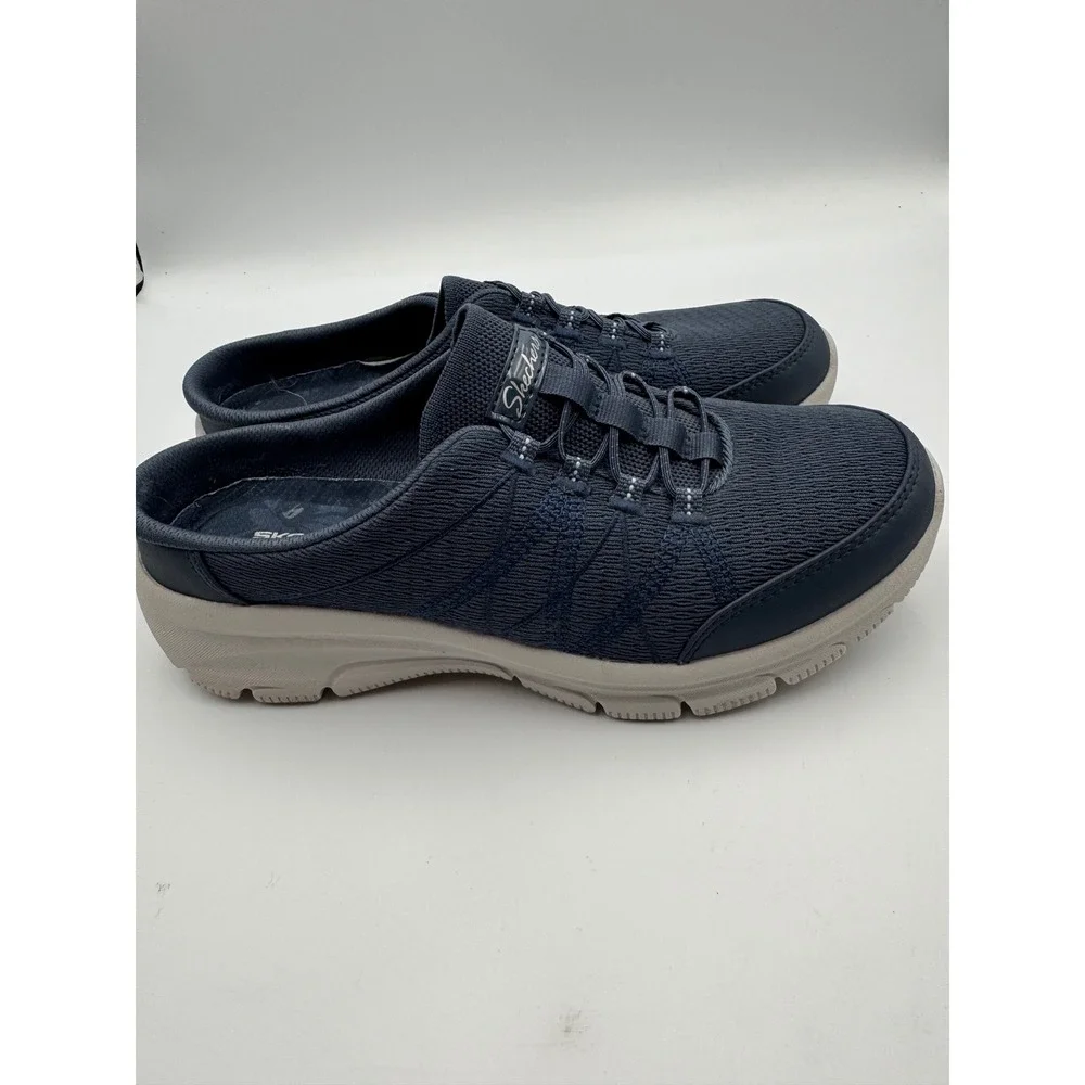 Skechers Relaxed Fit Navy Blue Mule Sneakers Air-Cooled Memory Foam 100860 8.5‎