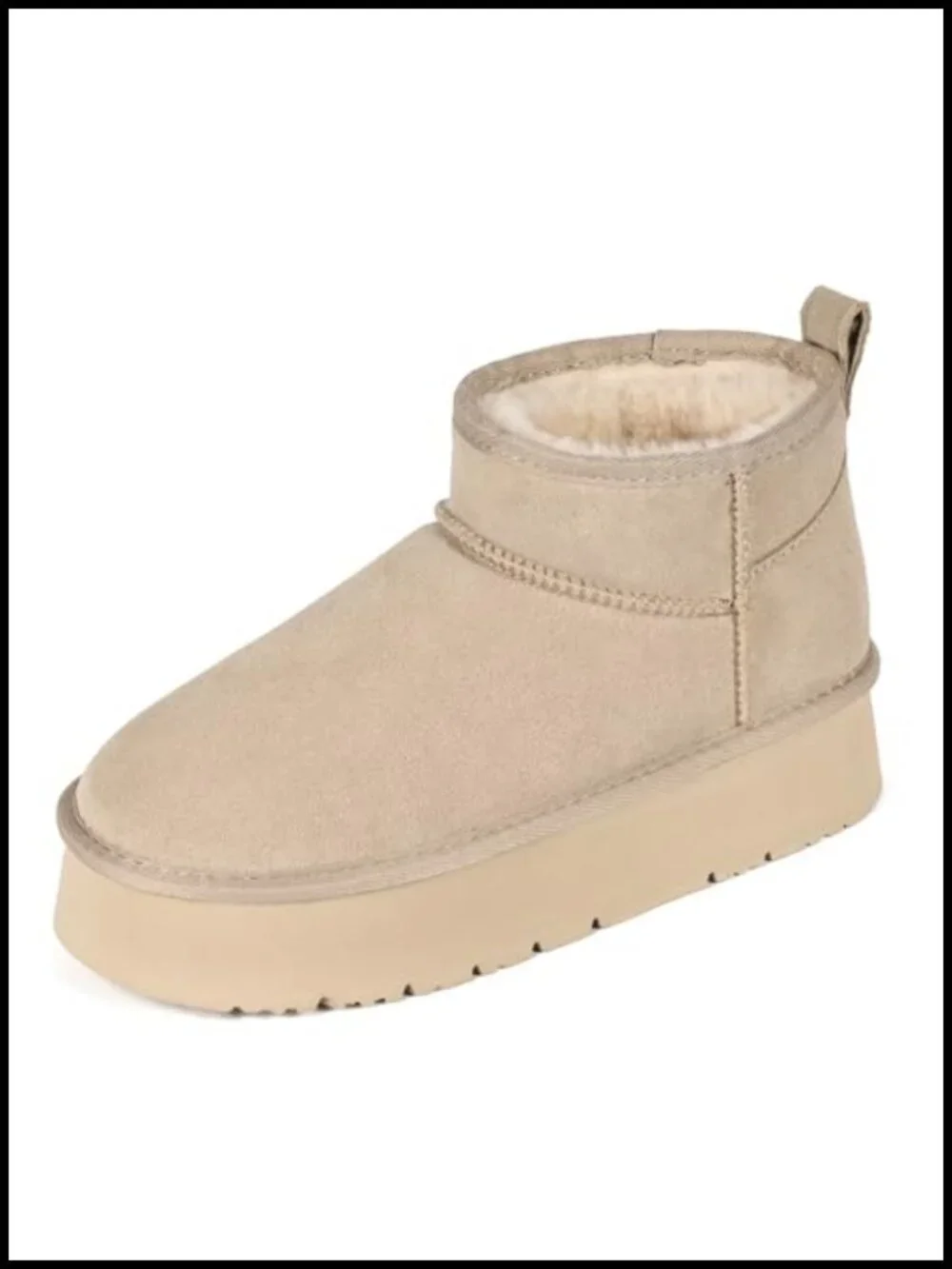 Genuine Suede Ankle Platform Snow Boots with Cozy Lining