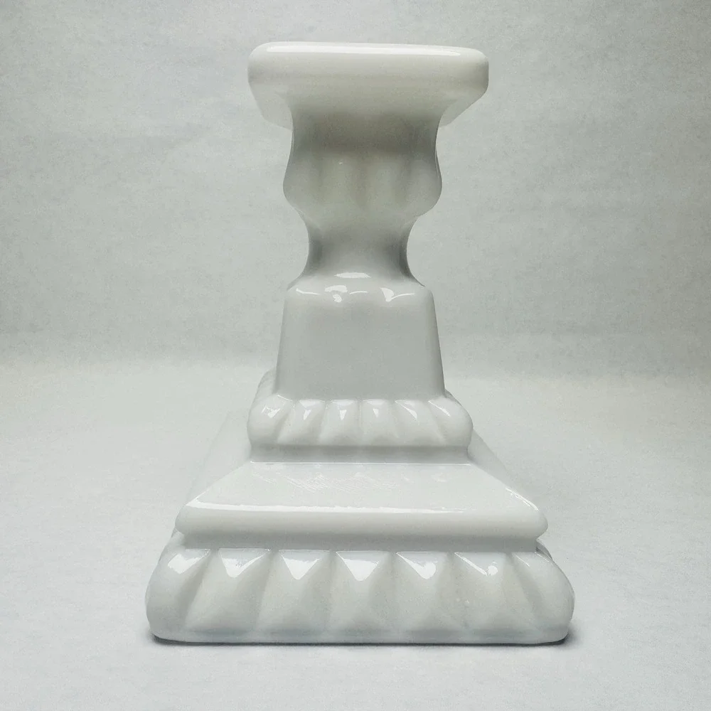 Milk Glass Candlestick Holder Square Pedestal Farmhouse Core French‎ White 4.5