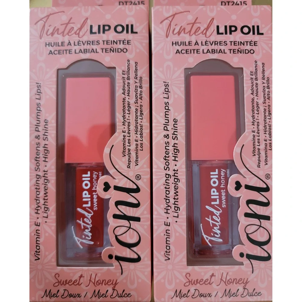 Ioni Tinted Lip Oil Sweet Honey Vitamin E High Shine Hydrating Plumping 2‎ Pack