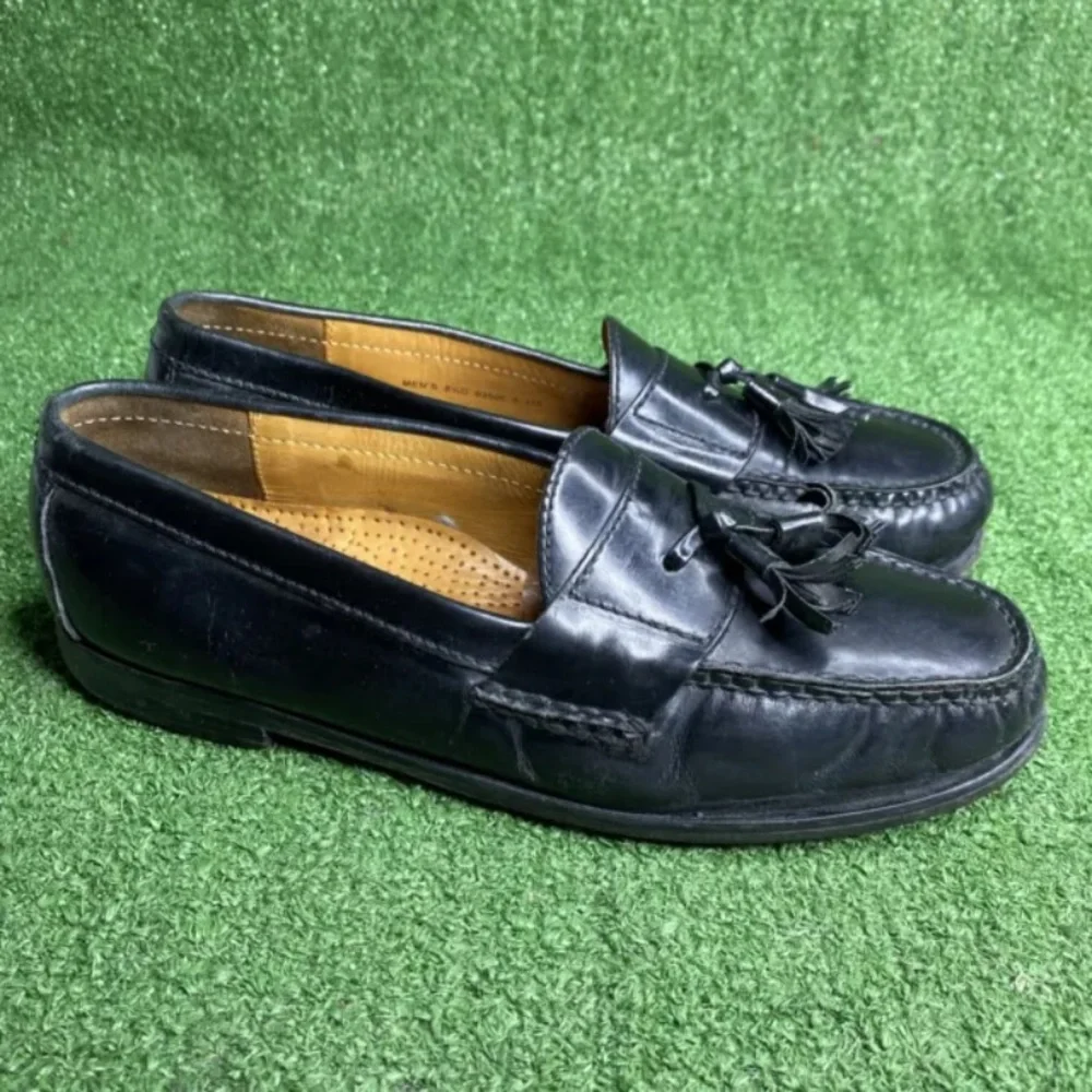 Cole Haan Black Leather Tassle Loafer Slip On‎ Dress Shoes Mens 8.5 D