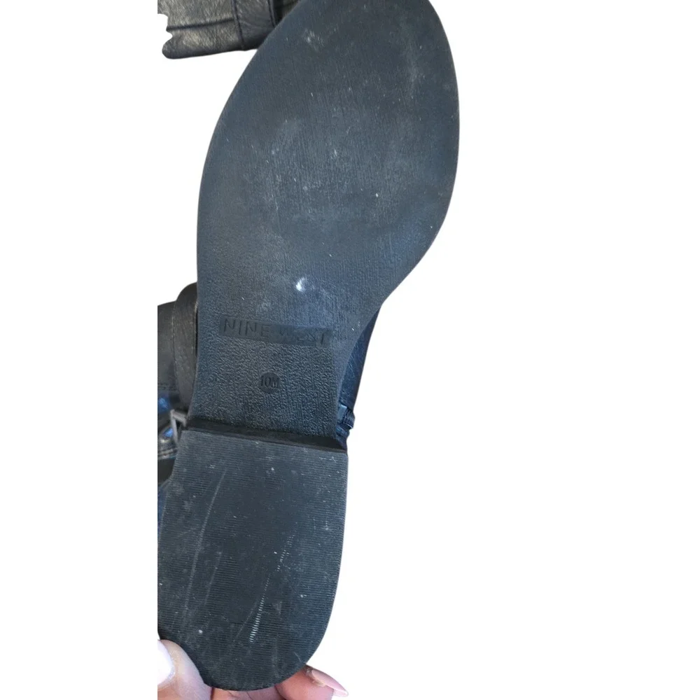 Nine West Black Leather Knee High Riding Boots Size‎ 10