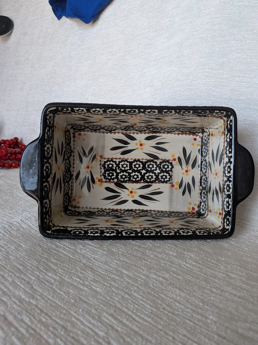 Presentable Ovenware By Tara Ceramic Baking Dish in Old World Black Hand Painted