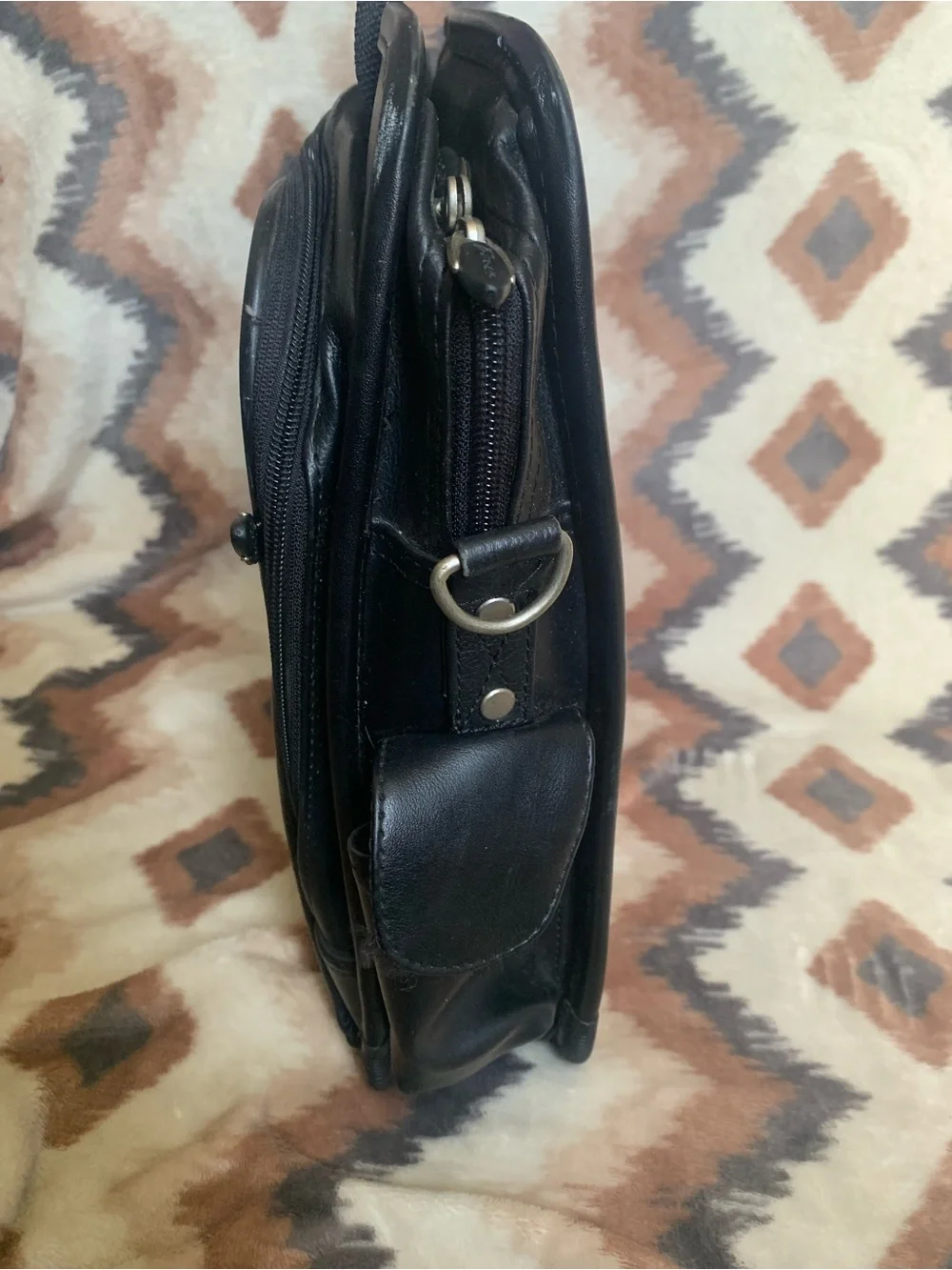 Vintage Large Targus Black Leather Laptop/Messenger Bag/Briefcase Cord Pouch