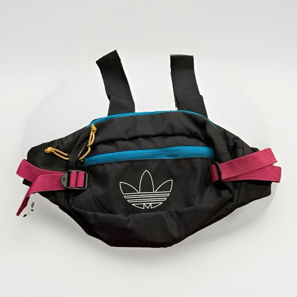 Adidas Originals Black Pink Blue Utility Crossbody Fanny Pack Retro Waist Bag OS