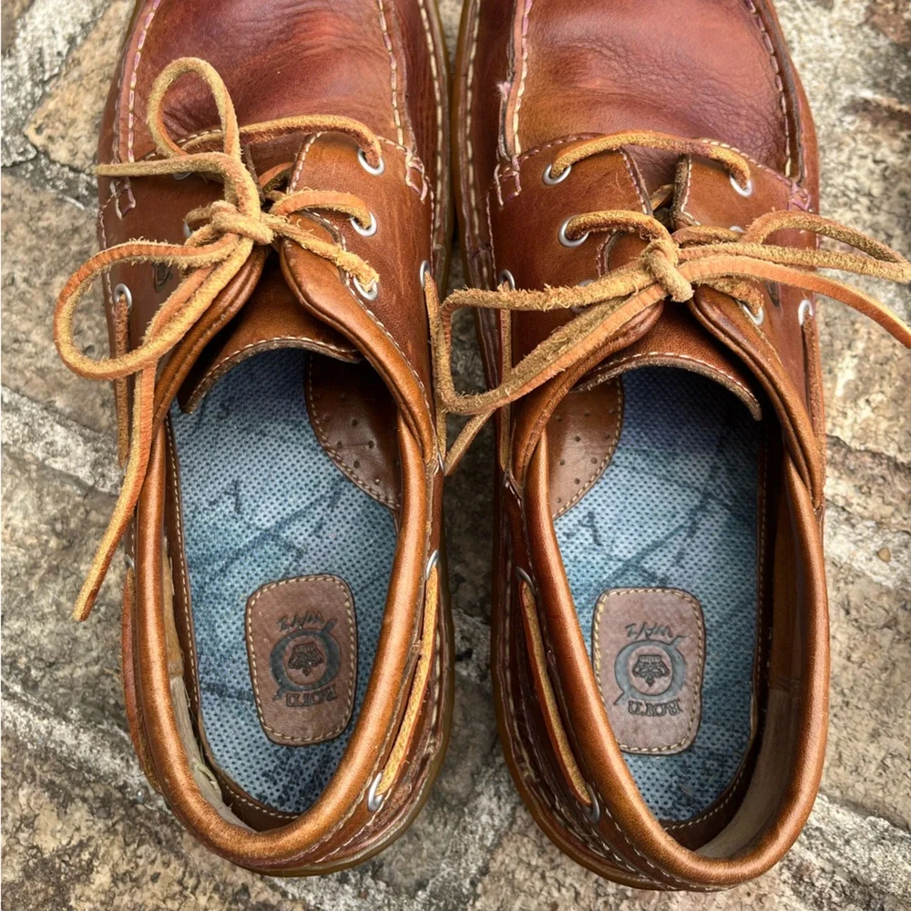 Born Wayz M6056 Men's Casual Shoes Lace Up Leather Brown Size 11/45